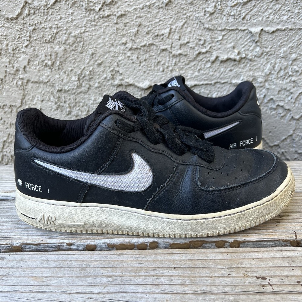 Nike Shoes Men Size 10 Air Force 1 '07 LV8 Black Woven Textile Swoosh Leather